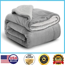 Heavy Winter Warm Soft Mink Queen Size Fleece Blanket-130 x 160cm 400Gsm Bedding