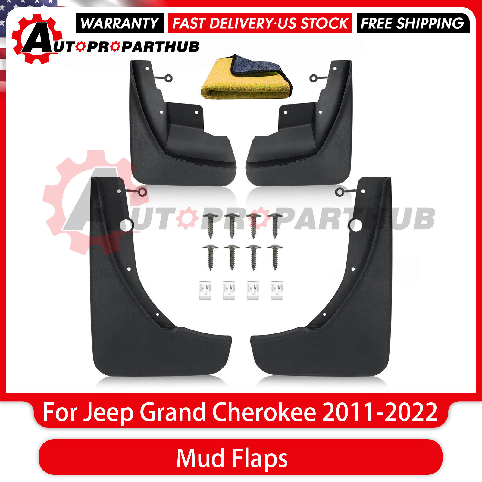 Jeep Grand Cherokee 2011-2022 Front & Rear Mud Flap Guards Protectors-image