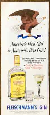 1952 Fleischmann's Gin PRINT AD Bald Eagle America's First Gin is America's Best