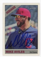 SIGNED BASEBALL CARD AUTO TOPPS HERITAGE 2015 MIKE AVILES CLEVELAND INDIANS #531