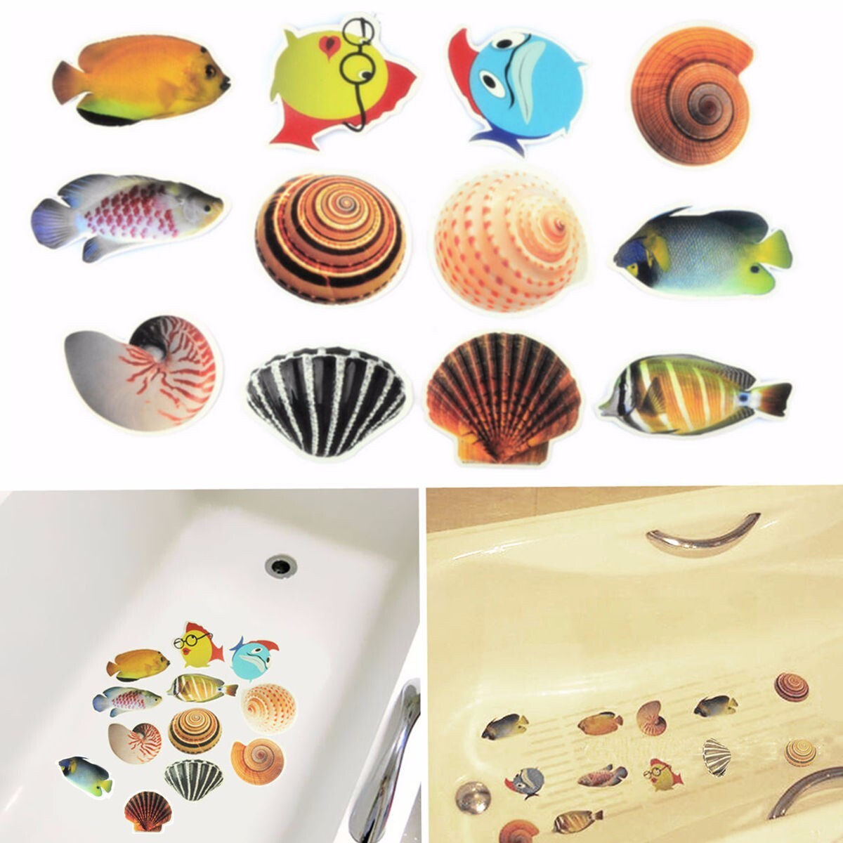 12 Sheets Non-Slip Shower Stickers – Decorative & Safe Bathtub Decals For Bathroom