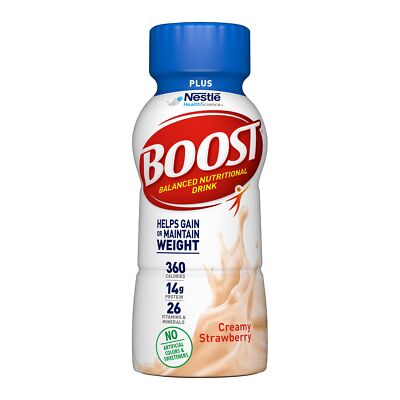 Nestle Boost Plus Balanced Nutritional Drink Creamy Strawberry 8 oz Bottle 6 Ct
