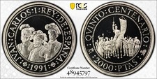 1991 Spain 2000 Pesetas Federmann Quesada Belalcazar Silver PCGS PR 69 DCAM