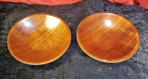 Wooden Bowls / Saucers 135mm Vintage Pair of Round FORMOSA Superwood -