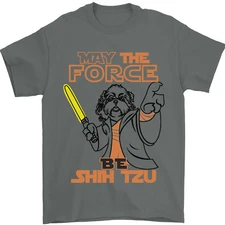 May the Force Be Shih Tzu Dog Funny Mens T-Shirt 100% Cotton