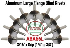  100   Aluminum Blind Rivet Large Flange 3/16" x Grip 1/4" to 3/8"  AA66L