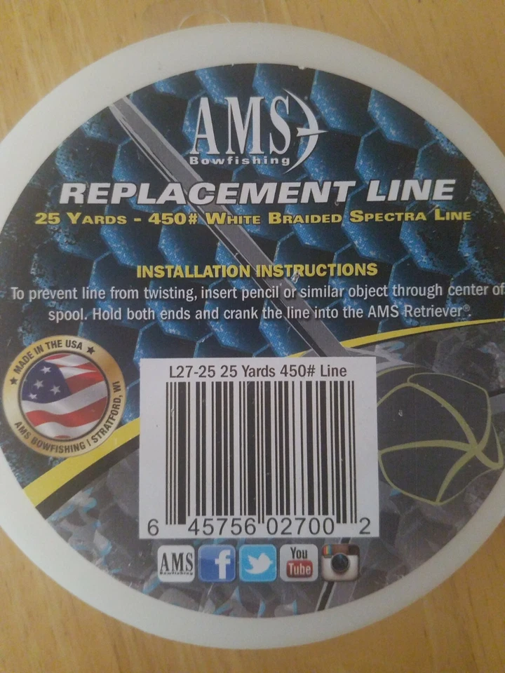 Línea de Repuesto de Pesca con Arco AMS 25yds 450#White Trenzado Spectra Line Pesca-NUEVA Foto 2 de 4