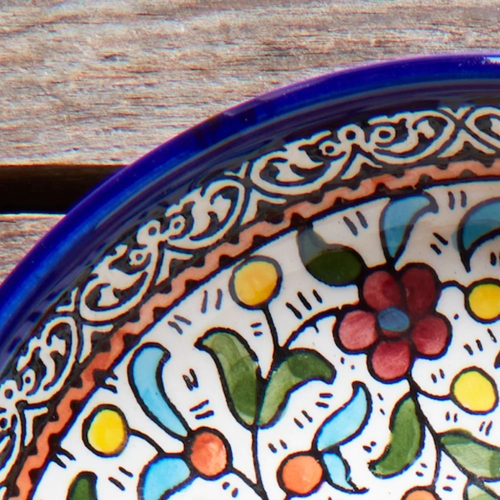 Ceramic Palestine Blue Floral Round Dish Set - Picture 4 of 4