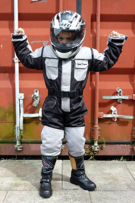 Childrens Kids Motorcycle Textile X-Tenda Suit Quad One Piece Grey