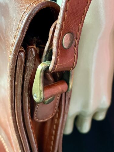 Borsa a mano vintage in pelle marrone marrone scuro DR Pelletterie Firenze borsa italiana tracolla - Foto 4 di 19