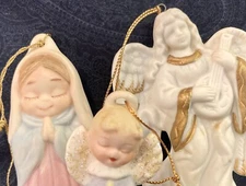 3 Porcelain Angel Ornaments Vintage Homeco Ornament 5630 and 2 Hand Painted