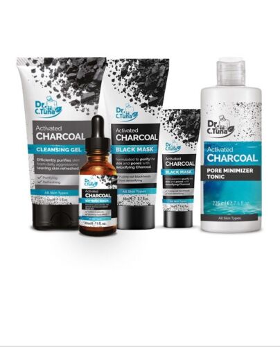 Farmasi Dr. C. Tuna Activated Charcoal (5 PcSet) Tonic,Serum,Mask,Cleansing Gel.