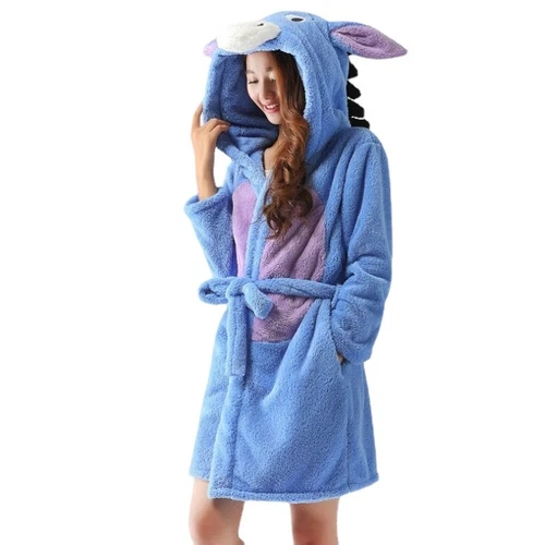Lilo & Stitch Kapuzen Bademantel Damen Fleece Nachtwäsche DE - Bild 14 von 20
