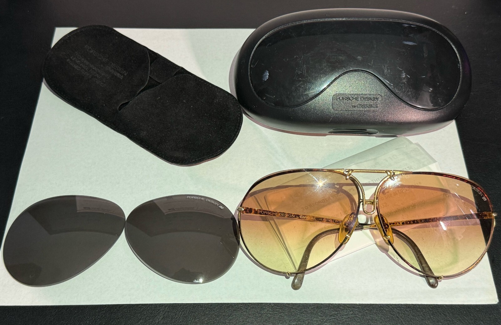 PORSCHE DESIGN BY CARRERA RARE VINTAGE GOLD TORTOISE MOD 5621 SUNGLASSES AVIATOR