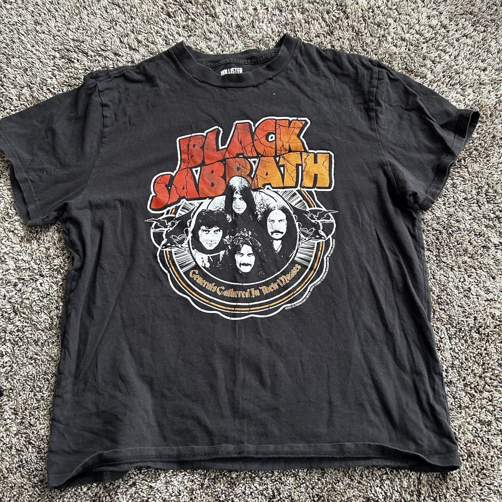 Hollister Vintage Black Sabbath Band Gray T Shirt Size Large