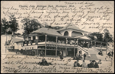 #ad #ad 1907 Lake Michigan Park Theatre Muskegon MI Ohio Postmark Vintage Postcard $9.97
