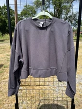 90 Degree By Reflex Cropped Ribbed Crewneck Dark Grey Size Large Women’s