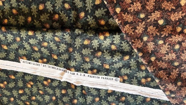 Tela acolchada de dedales de 3,75 yardas bellotas verde otoño gloria huerto impresiones Foto 2 de 3