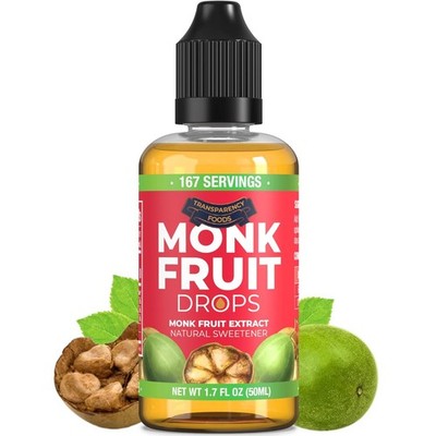 100% Pure Monk Fruit Extract, Zero Calories, Liquid Sweetener, 1.7Oz