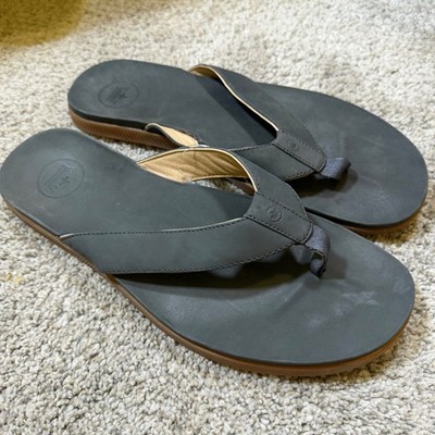 Peter Millar Hyperlight Slide Flip Flop Mens 13 Grey Leather Sandal MA23F21
