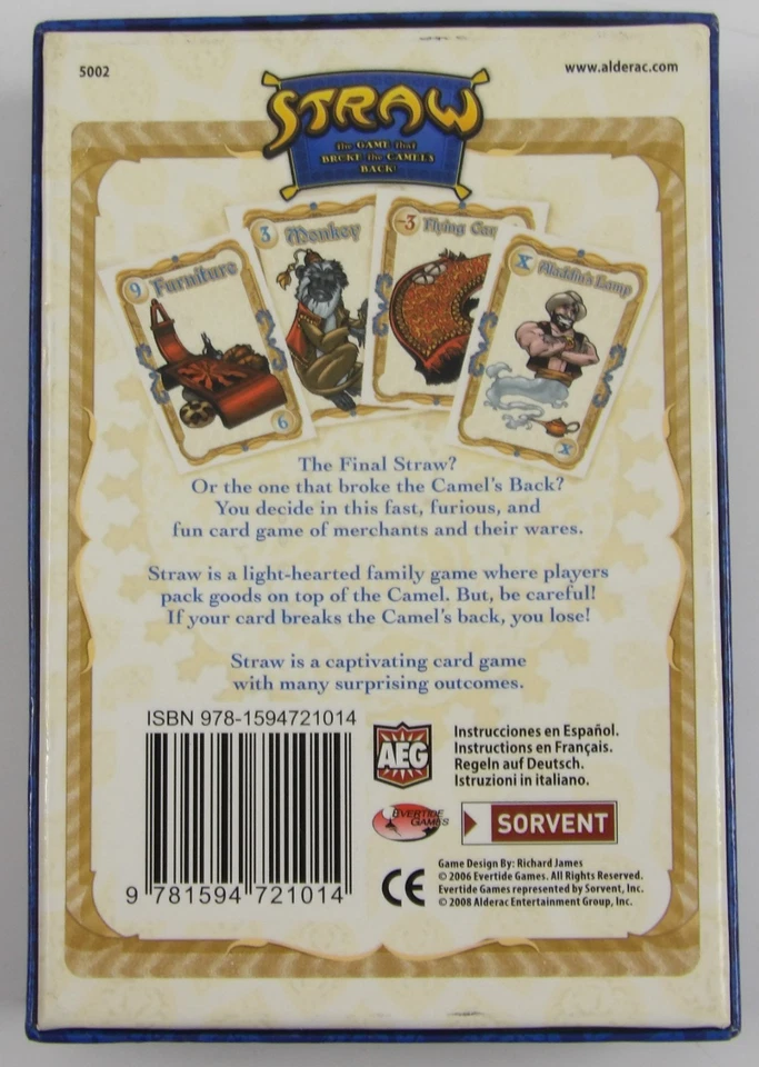 Straw: the Game that Broke the Camel's Back! COMPLETE IN BOX Family Card Game - Image 2 of 4