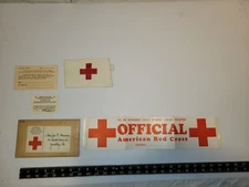 Vintage 1942 WW2 American Red Cross Disaster Kit Armband Bumper Sticker ID. Mint