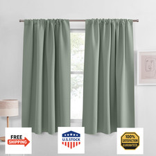 PONY DANCE Sage Green Blackout Curtains 42"x40" Rod Pocket Thermal 2 Panels
