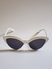 Eyewear Collection Cat Eyes Shaped White  Goldtone Sunglasses Cool 