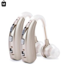 Rechargeable Lightweight Hearing Amplifier with TPE Comfort Hooks - 2 Count