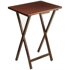 Mainstays Rubberwood Folding TV Tray Table Natural Wood Snack Dinner Laptop Desk