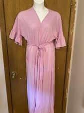 Vintage Vanity Fair Pink Short Sleeve Wrap Robe Sz L Made in USA 