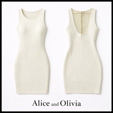 Alice & Olivia Stacey Bendet Ivory Shimmer Knit Bodycon Dress Size 2 NWT