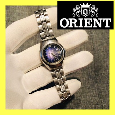 ORIENT F497 32300 Mimatic Wristwatch Automatic Ladies Purple Dial Vintage