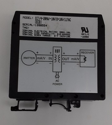 Moore Industries ECT/4-20MA/-10VTO+10V/117AC Signal Isolator Converter 500V 10A