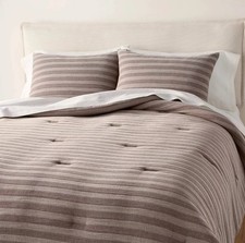 3pc Full/Queen Tonal Stripe Comforter Set Brown - Hearth  Hand with