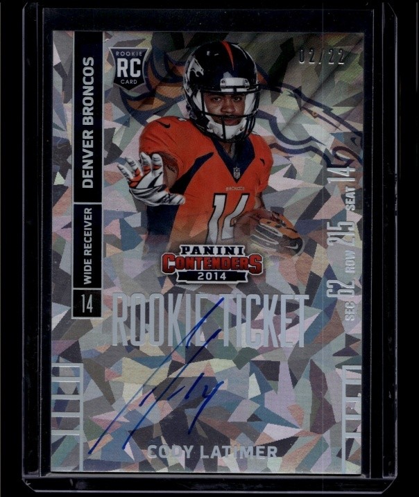 Cody Latimer Panini Contenders #210 Section-Autograph-Cracked Ice Ticket