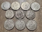 Group of (10) Pre-21 Morgan 90% Silver Dollars, All Different Dates, XF/AU Coins