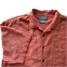 Bermuda Bay Men’s Hawaiian  Shirt Size L Dusty Rose Color 100% Silk Tropical