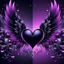 Angel Wings Diamond Art Kits for Adults - Purple Heart Diamond Painting Kits for