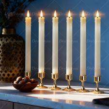 6 Pack Flickering Flameless LED Taper Candles with Holders Timer Remote Control