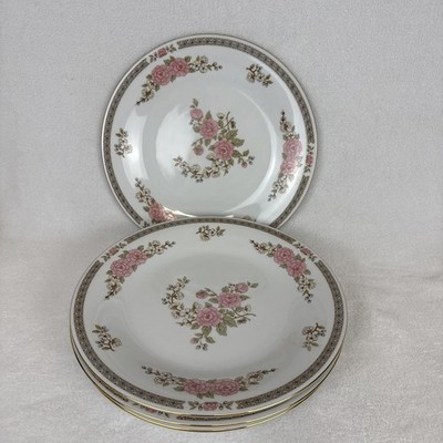 Fairfield Fine China Floral Mist 4 10.5'' Dinner Plates Pink White Vintage