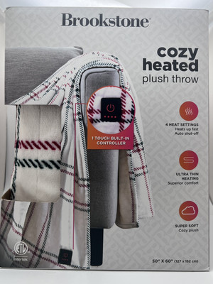 Brookstone Cozy Heated Plush Throw Heat Settings Built In Controller  50''x60'' 42075656058|