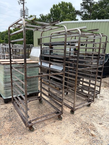 Lot of 2 Bakery 28.5" x 36" Stainless Side Load Roll In Rack Oven Carts X-Large