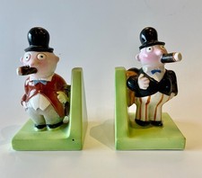 Goebel Buchstützen Karikatur dicke Geschäftsleute mit Zigarren XS633A selten um 1930