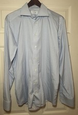 Eton Mens 41 16 Blue Abstract Print Slim Fit Long Sleeve Dress Shirt EUC