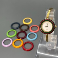 Reloj Gucci Change Bisel 1100L 10 Colores Dorado Esfera Blanca Funcionando [Casi COMO NUEVO]