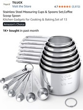 NKV-13 PCS Stainless Steel Measuring Cups & Spoons Set,Coffee Scoop Spoon Baking