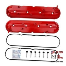 Aluminum Valve Cover Set with Glue Compatible with Chevy Silverado Red