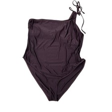 Good American Shine One Shoulder 1pc Swimsuit Sz 7 Plus 2X Brown New * FLAW