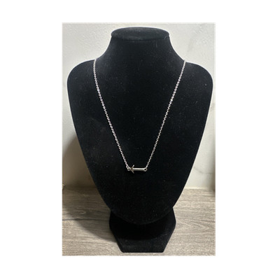 Silver Tone Arrow Charm Pendant Cable Chain Necklace Adjustable Lobster